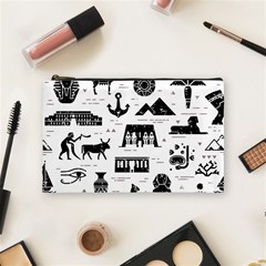 Dark Seamless Pattern Symbols Landmarks Signs Egypt Cosmetic Bag (medium) by Wegoenart