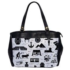 Dark Seamless Pattern Symbols Landmarks Signs Egypt Oversize Office Handbag by Wegoenart