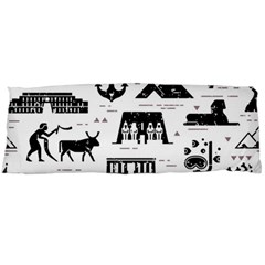 Dark Seamless Pattern Symbols Landmarks Signs Egypt Body Pillow Case (dakimakura) by Wegoenart