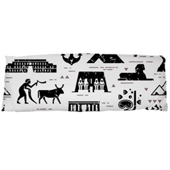 Dark Seamless Pattern Symbols Landmarks Signs Egypt Body Pillow Case Dakimakura (two Sides) by Wegoenart