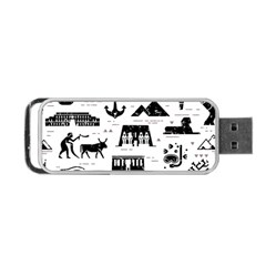 Dark Seamless Pattern Symbols Landmarks Signs Egypt Portable Usb Flash (one Side) by Wegoenart