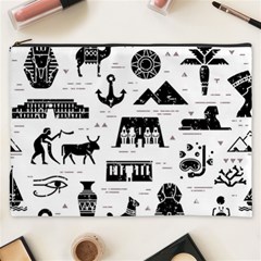 Dark Seamless Pattern Symbols Landmarks Signs Egypt Cosmetic Bag (xxxl) by Wegoenart