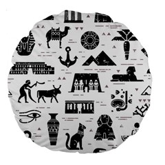 Dark Seamless Pattern Symbols Landmarks Signs Egypt Large 18  Premium Round Cushions by Wegoenart