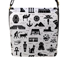 Dark Seamless Pattern Symbols Landmarks Signs Egypt Flap Closure Messenger Bag (l) by Wegoenart