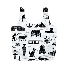 Dark Seamless Pattern Symbols Landmarks Signs Egypt Full Print Recycle Bag (m) by Wegoenart