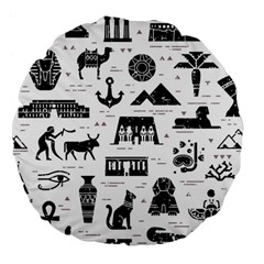 Dark Seamless Pattern Symbols Landmarks Signs Egypt Large 18  Premium Flano Round Cushions by Wegoenart