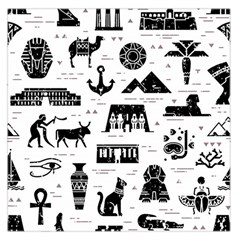 Dark Seamless Pattern Symbols Landmarks Signs Egypt Large Satin Scarf (square) by Wegoenart