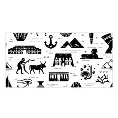 Dark Seamless Pattern Symbols Landmarks Signs Egypt Satin Shawl by Wegoenart