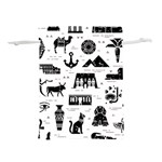 Dark Seamless Pattern Symbols Landmarks Signs Egypt Lightweight Drawstring Pouch (L) Front