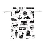 Dark Seamless Pattern Symbols Landmarks Signs Egypt Lightweight Drawstring Pouch (L) Back