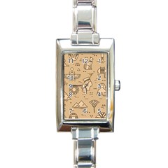 Egyptian Seamless Pattern Symbols Landmarks Signs Egypt Rectangle Italian Charm Watch