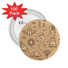 Egyptian Seamless Pattern Symbols Landmarks Signs Egypt 2.25  Buttons (100 pack) 