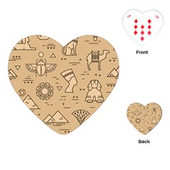 Egyptian Seamless Pattern Symbols Landmarks Signs Egypt Playing Cards Single Design (Heart)