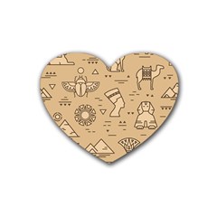 Egyptian Seamless Pattern Symbols Landmarks Signs Egypt Rubber Coaster (Heart) 