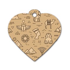 Egyptian Seamless Pattern Symbols Landmarks Signs Egypt Dog Tag Heart (Two Sides)