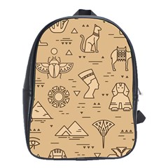 Egyptian Seamless Pattern Symbols Landmarks Signs Egypt School Bag (Large)