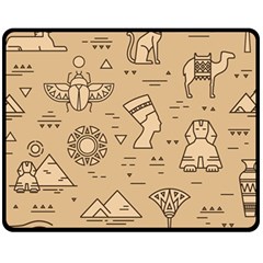 Egyptian Seamless Pattern Symbols Landmarks Signs Egypt Fleece Blanket (Medium) 