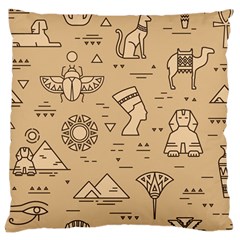 Egyptian Seamless Pattern Symbols Landmarks Signs Egypt Large Cushion Case (One Side)