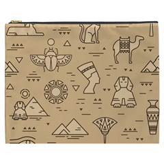 Egyptian Seamless Pattern Symbols Landmarks Signs Egypt Cosmetic Bag (XXXL)