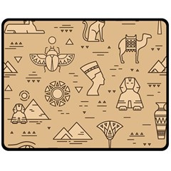 Egyptian Seamless Pattern Symbols Landmarks Signs Egypt Double Sided Fleece Blanket (Medium) 