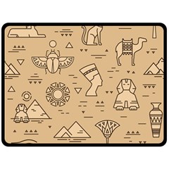 Egyptian Seamless Pattern Symbols Landmarks Signs Egypt Double Sided Fleece Blanket (Large) 