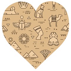 Egyptian Seamless Pattern Symbols Landmarks Signs Egypt Wooden Puzzle Heart