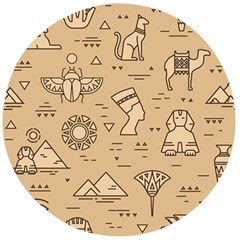 Egyptian Seamless Pattern Symbols Landmarks Signs Egypt Wooden Bottle Opener (Round)