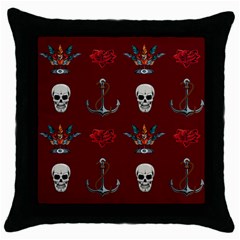 Tattoo Old School Background Pattern Throw Pillow Case (black) by Wegoenart