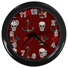 Tattoo Old School Background Pattern Wall Clock (black)