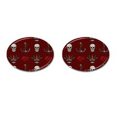 Tattoo Old School Background Pattern Cufflinks (oval)