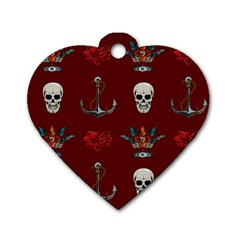 Tattoo Old School Background Pattern Dog Tag Heart (two Sides) by Wegoenart