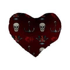 Tattoo Old School Background Pattern Standard 16  Premium Flano Heart Shape Cushions by Wegoenart