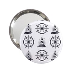 Marine Nautical Seamless Pattern With Vintage Lighthouse Wheel 2 25  Handbag Mirrors by Wegoenart