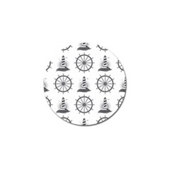 Marine Nautical Seamless Pattern With Vintage Lighthouse Wheel Golf Ball Marker by Wegoenart