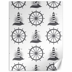 Marine Nautical Seamless Pattern With Vintage Lighthouse Wheel Canvas 12  X 16  by Wegoenart