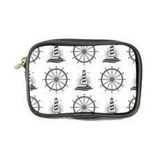 Marine Nautical Seamless Pattern With Vintage Lighthouse Wheel Coin Purse by Wegoenart