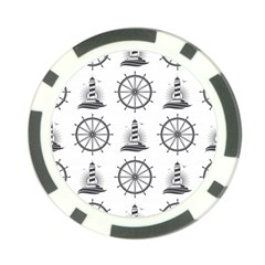 Marine Nautical Seamless Pattern With Vintage Lighthouse Wheel Poker Chip Card Guard (10 Pack) by Wegoenart