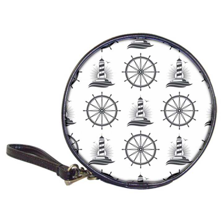 Marine Nautical Seamless Pattern With Vintage Lighthouse Wheel Classic 20-CD Wallets