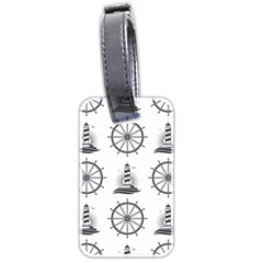 Marine Nautical Seamless Pattern With Vintage Lighthouse Wheel Luggage Tag (two Sides) by Wegoenart