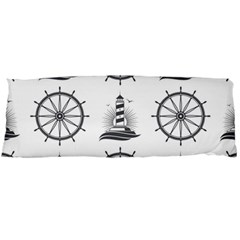 Marine Nautical Seamless Pattern With Vintage Lighthouse Wheel Body Pillow Case (dakimakura) by Wegoenart