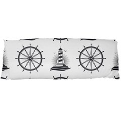 Marine Nautical Seamless Pattern With Vintage Lighthouse Wheel Body Pillow Case Dakimakura (two Sides) by Wegoenart