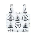 Marine Nautical Seamless Pattern With Vintage Lighthouse Wheel Full Print Recycle Bag (M) Front