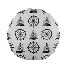 Marine Nautical Seamless Pattern With Vintage Lighthouse Wheel Standard 15  Premium Flano Round Cushions by Wegoenart