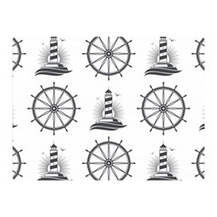 Marine Nautical Seamless Pattern With Vintage Lighthouse Wheel Double Sided Flano Blanket (mini)  by Wegoenart