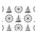 Marine Nautical Seamless Pattern With Vintage Lighthouse Wheel Double Sided Flano Blanket (Mini)  35 x27  Blanket Front