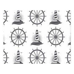 Marine Nautical Seamless Pattern With Vintage Lighthouse Wheel Double Sided Flano Blanket (large)  by Wegoenart