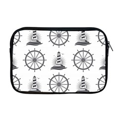 Marine Nautical Seamless Pattern With Vintage Lighthouse Wheel Apple Macbook Pro 17  Zipper Case by Wegoenart