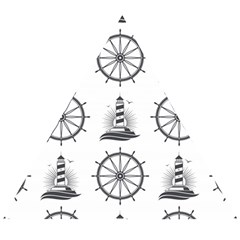 Marine Nautical Seamless Pattern With Vintage Lighthouse Wheel Wooden Puzzle Triangle by Wegoenart