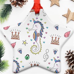 Seamless Pattern Cute Unicorn Cartoon Hand Drawn Ornament (star) by Wegoenart