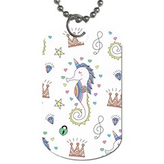 Seamless Pattern Cute Unicorn Cartoon Hand Drawn Dog Tag (two Sides) by Wegoenart